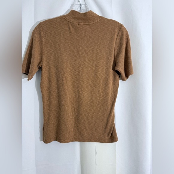 Joie Super Soft Ribbed Mock Neck Lightweight Sweater Top With Short Sleeves - Picture 6 of 9